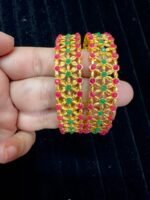 Golden With Green and Red Stones - Kadas pair of Two - Image 4