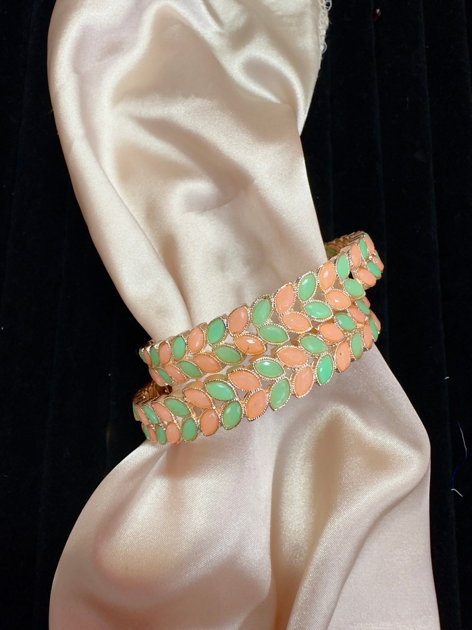 img_3140 Pastel Kadas Peach and Mint Green - Pair of Two - Image 1