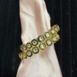 Golden Green Stone Kada - Pair of Two