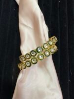 Golden Green Stone Kada - Pair of Two