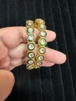 Golden Green Stone Kada - Pair of Two - Image 2