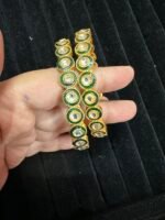 Golden Green Stone Kada - Pair of Two - Image 4