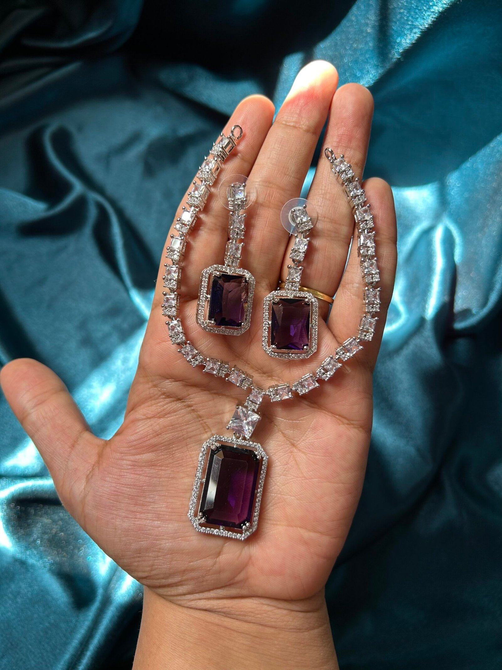 AD Necklace Set - Purple
