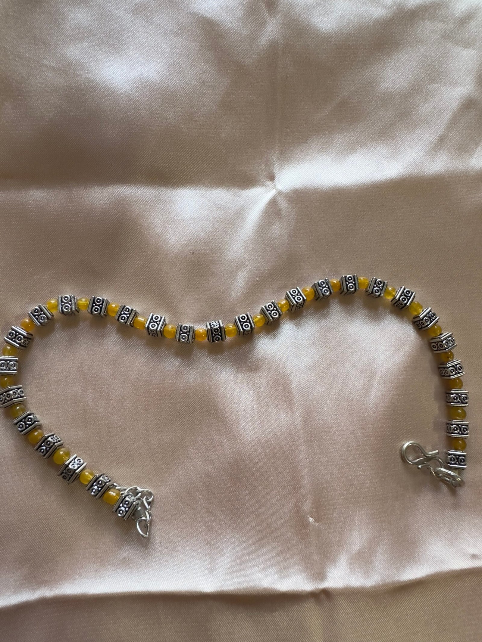 Oxidised Haldi Yellow Beads Anklets