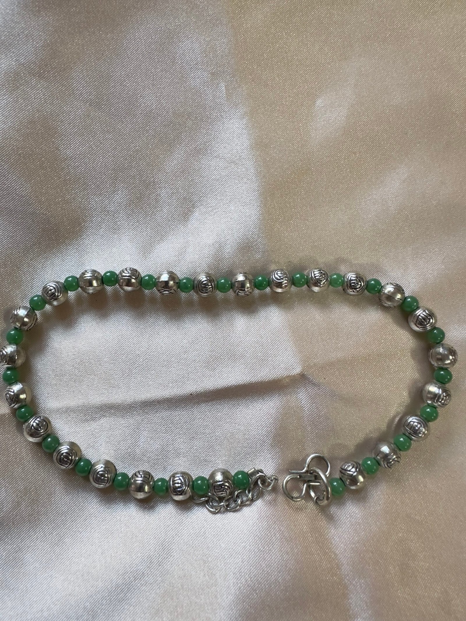 Oxidise Green Round Anklet
