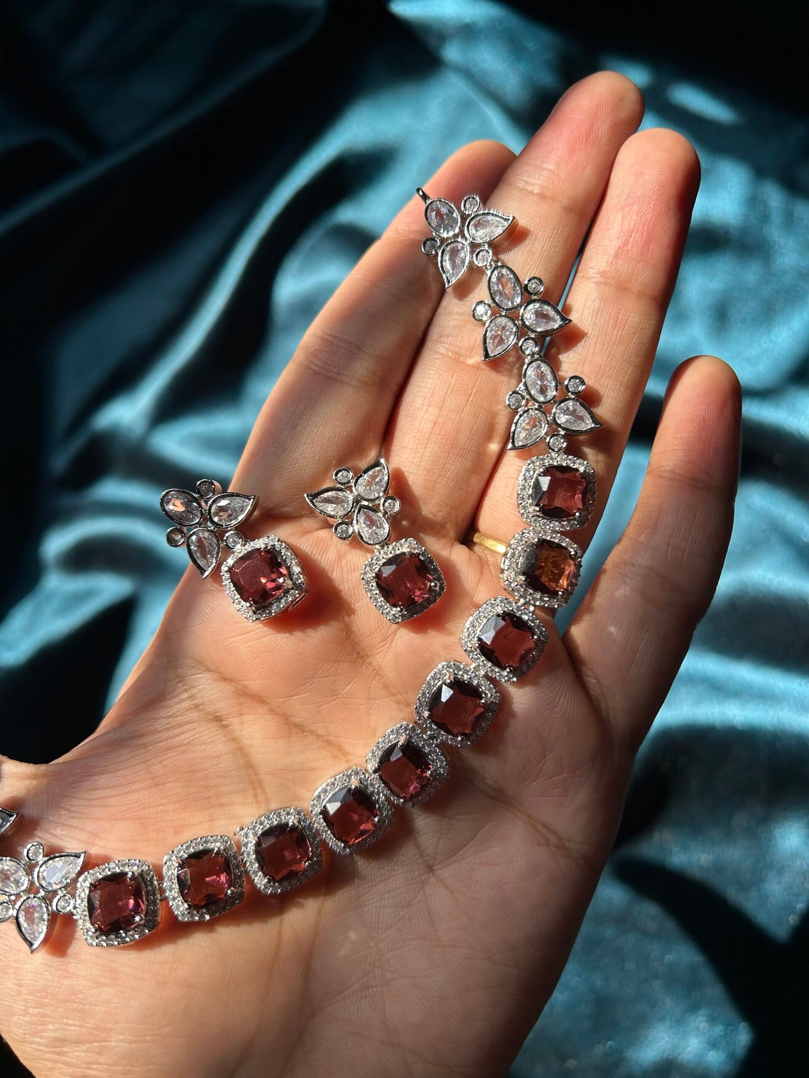 AD Necklace Set - Wine