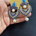 Earrings Royal Blue With Moti