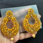 Earrings Cut Work - Yellow