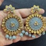 Grey Earrings With Beads