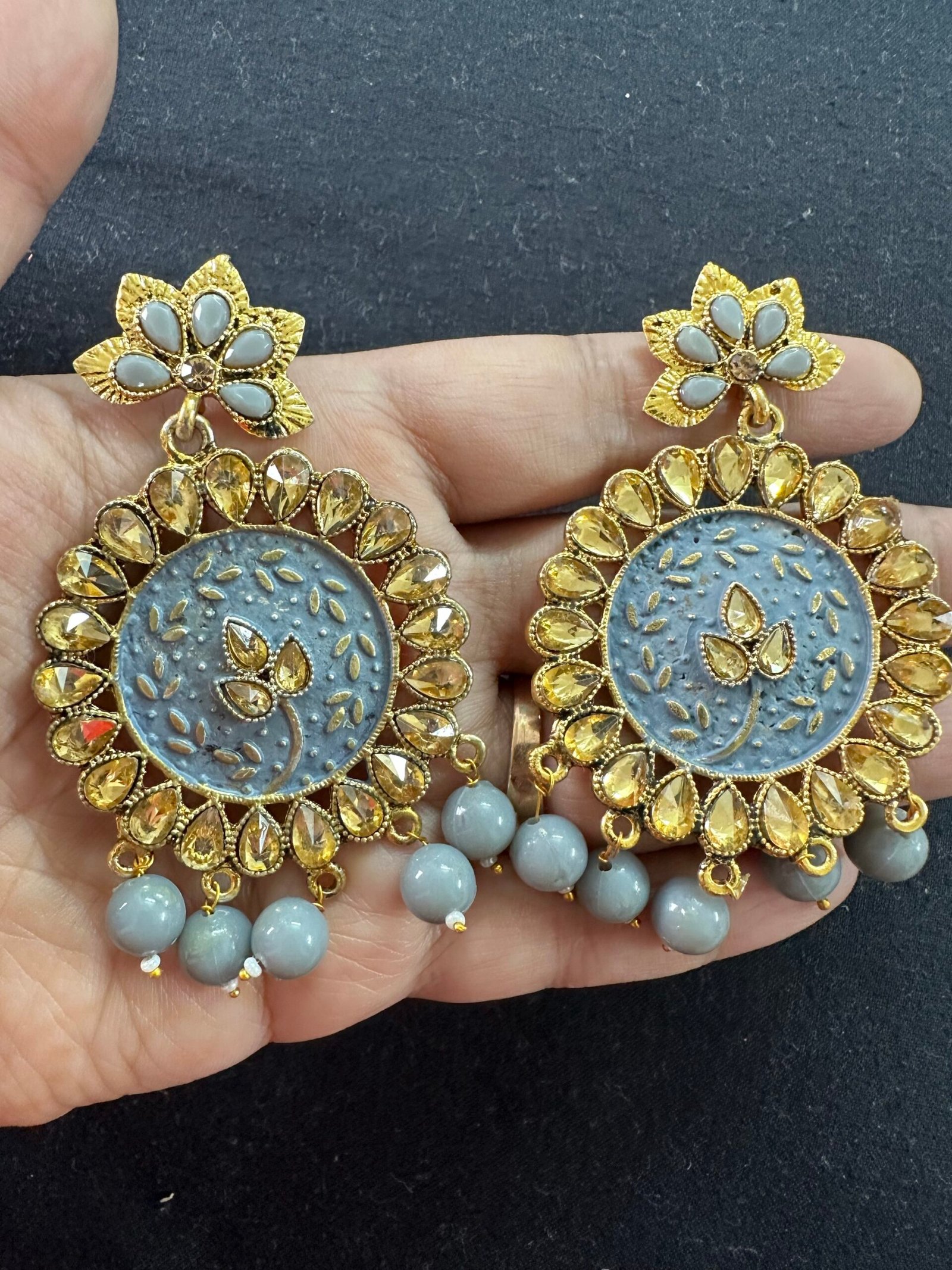 img_3798-scaled-1.jpeg Grey Earrings With Beads - Image 1