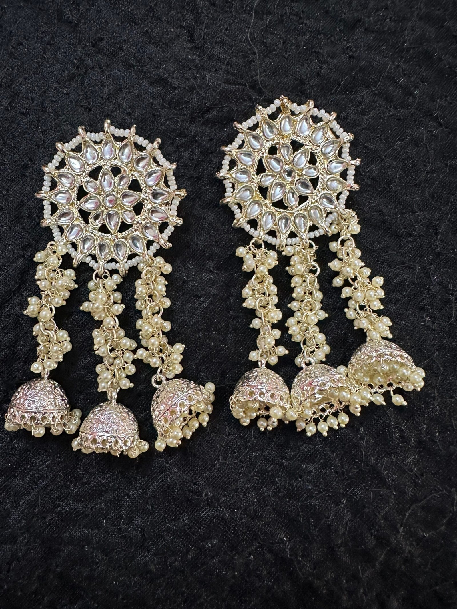 Beautiful Circle Three Line Small Jhumki Earrings