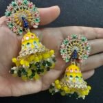 Peacock Jhumki - Yellow