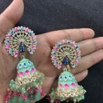 Peacock Jhumki - Mint Green