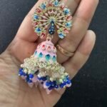 Peacock Jhumki - Baby Pink