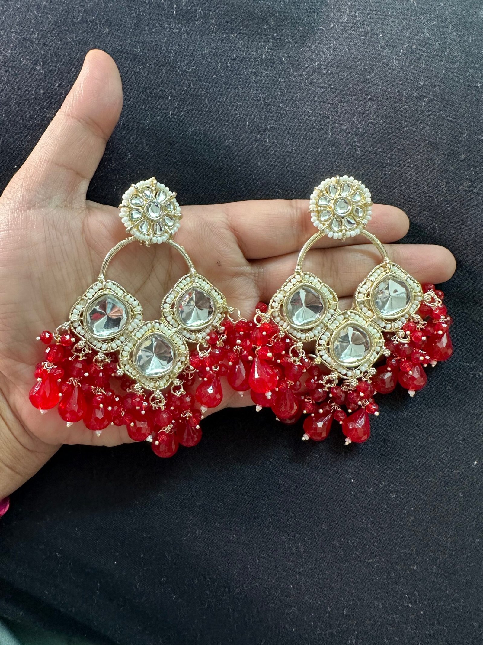 img_4545 Sanvi Ethnic Earrings - Red - Image 1