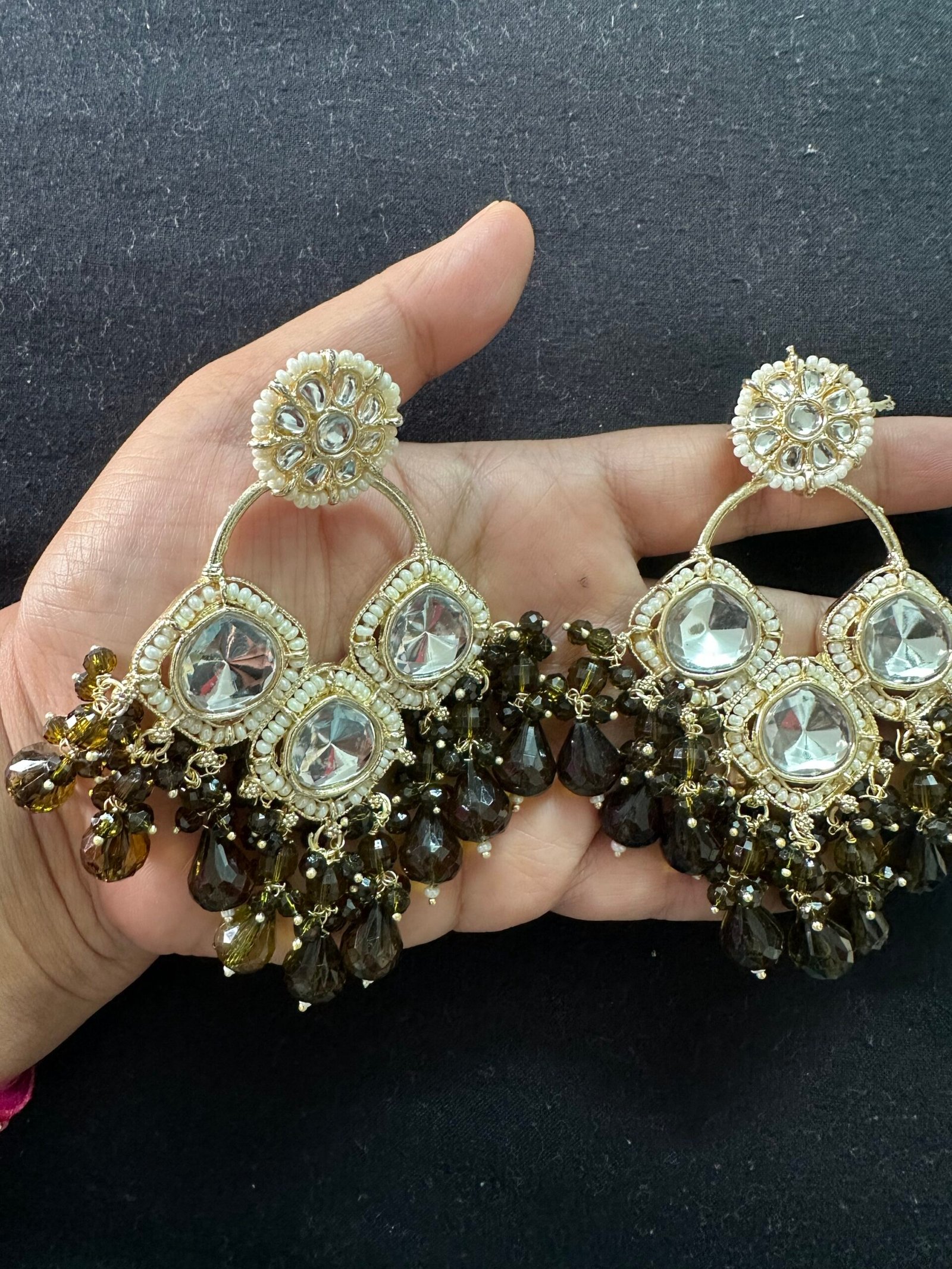 Sanvi Ethnic Earrings - Olive Green