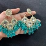Sanvi Ethnic Earrings - Teal Blue