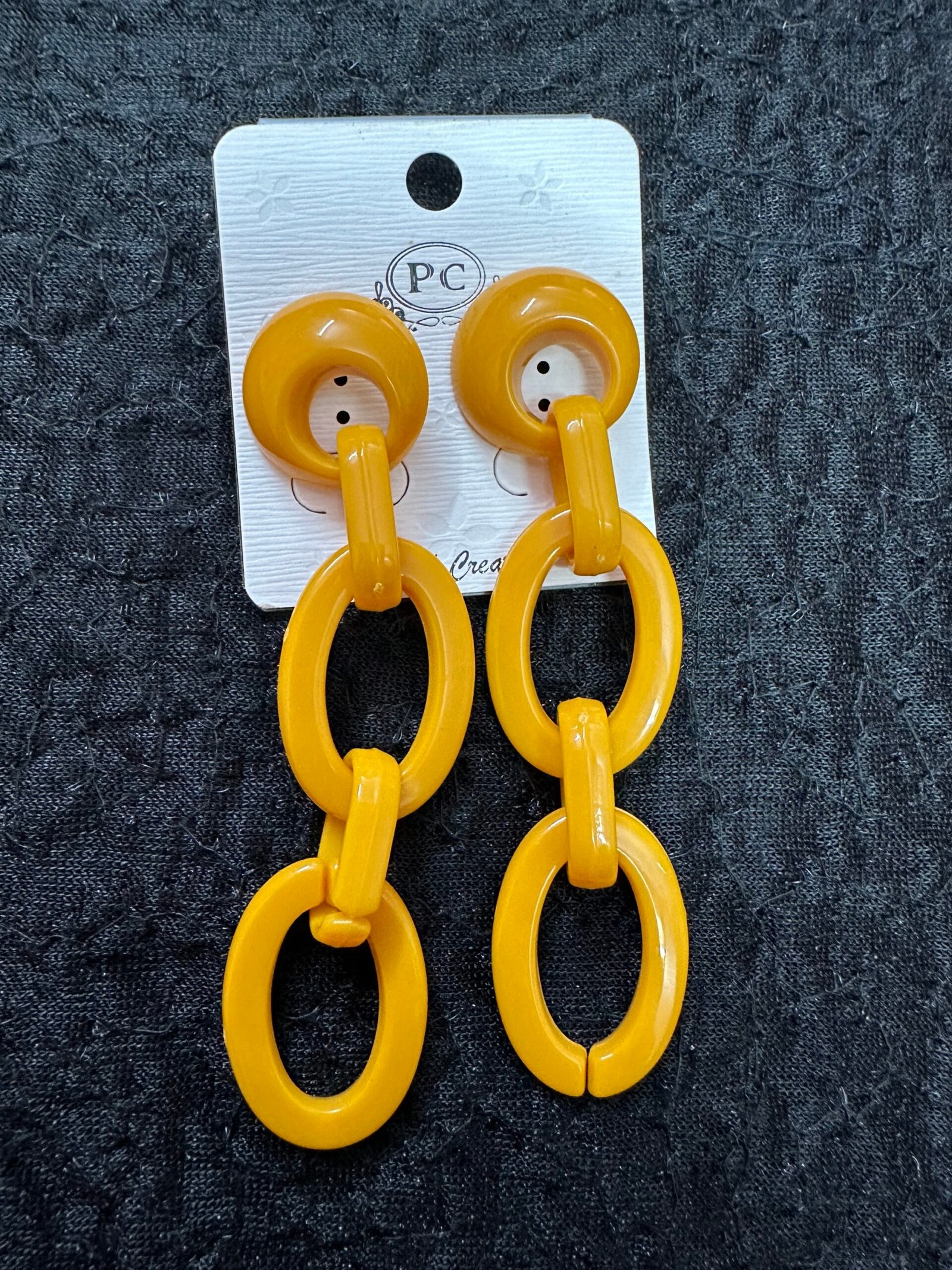 Yellow Chain Lock Earrings