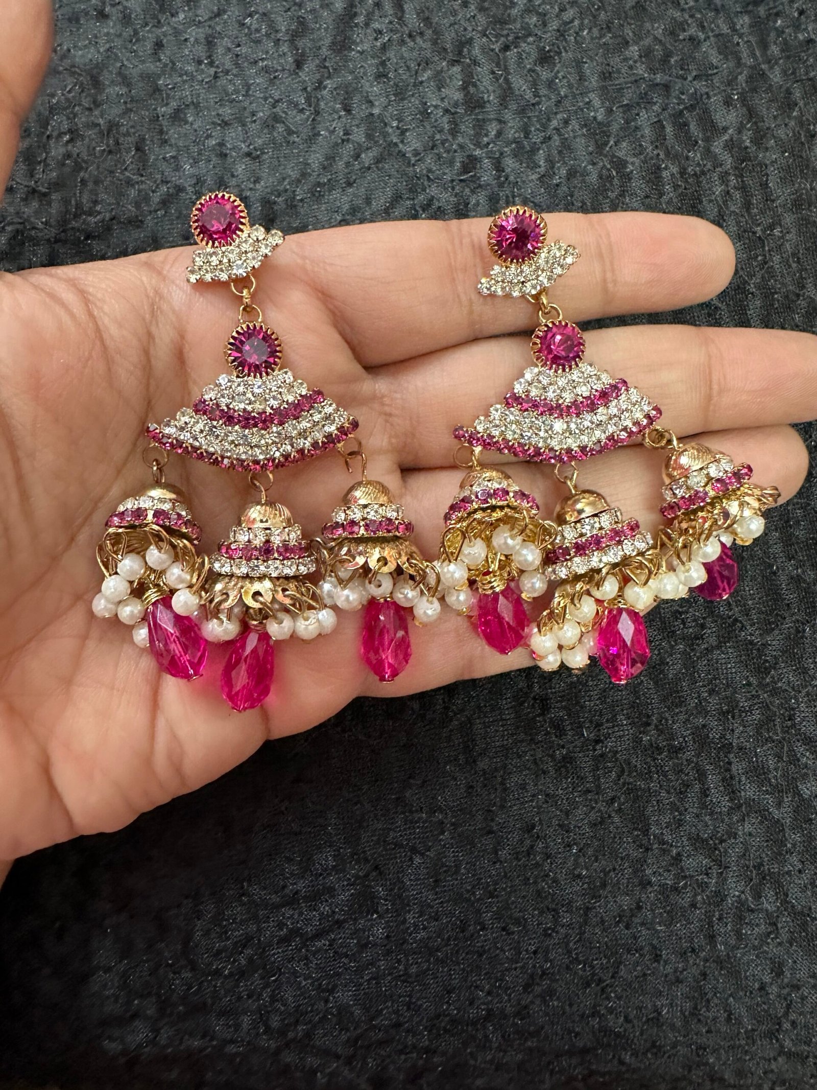 Hot Pink Pyramid Earrings
