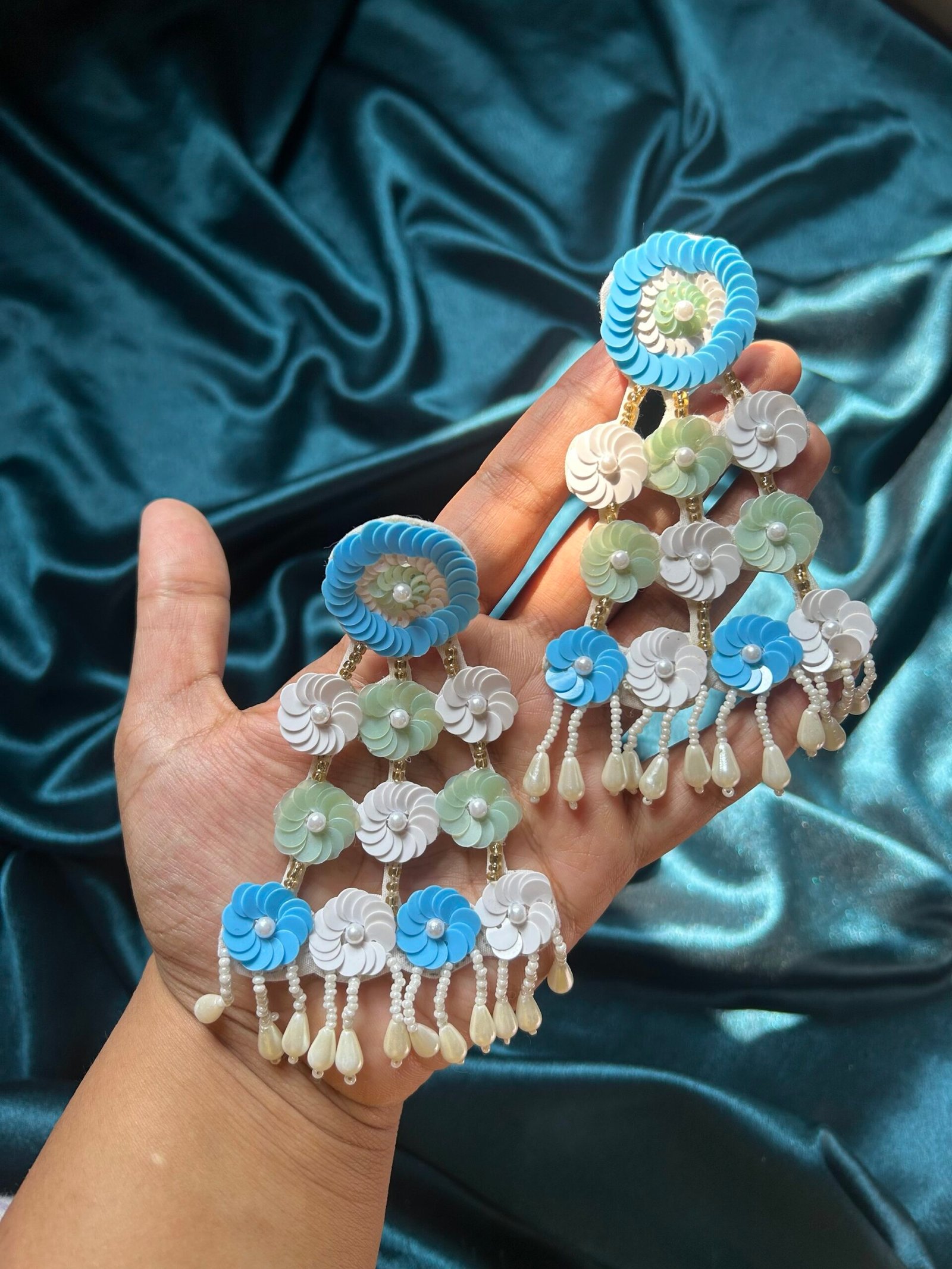Blue White Earrings