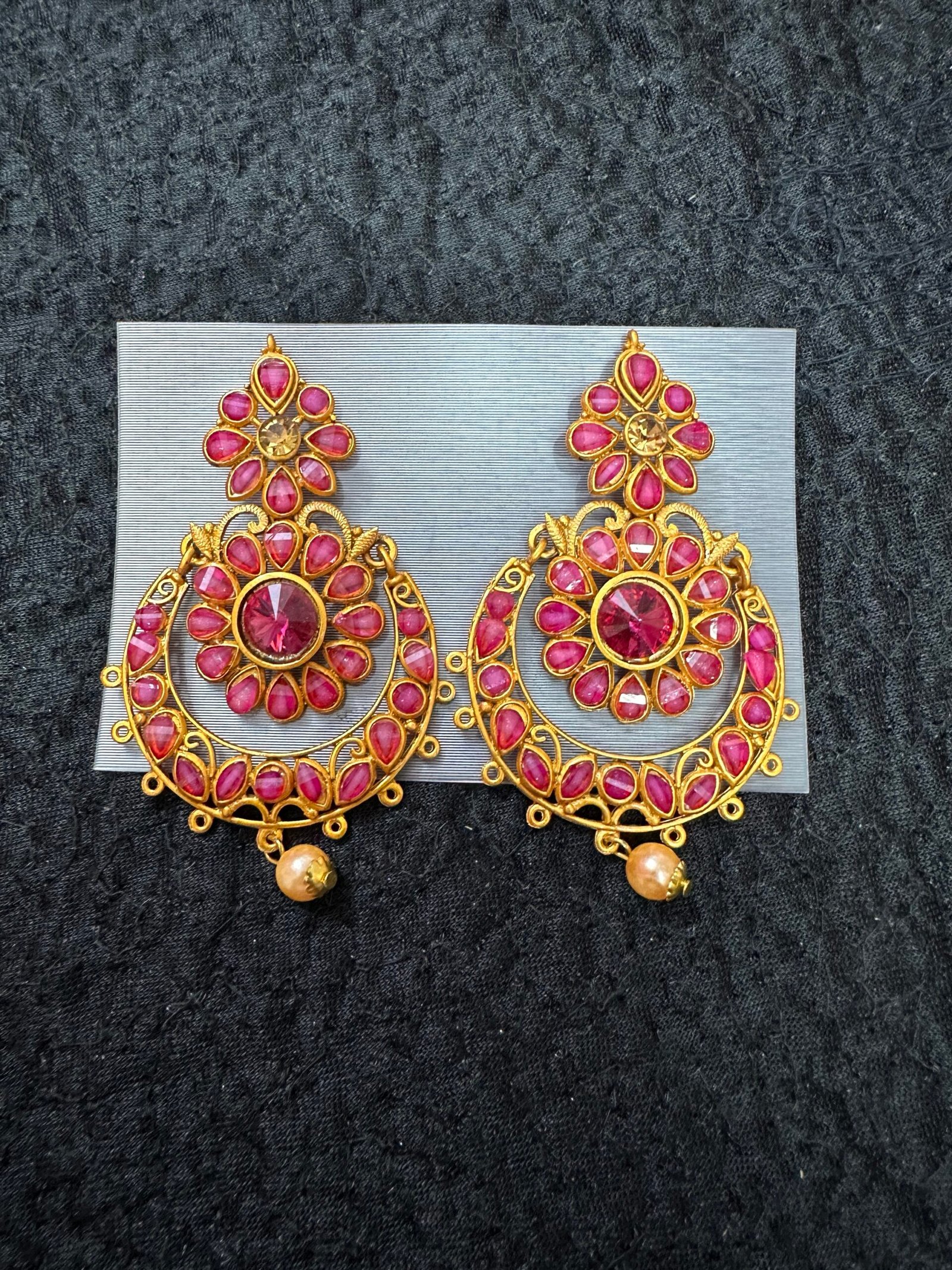 Hot Pink Stone Earrings