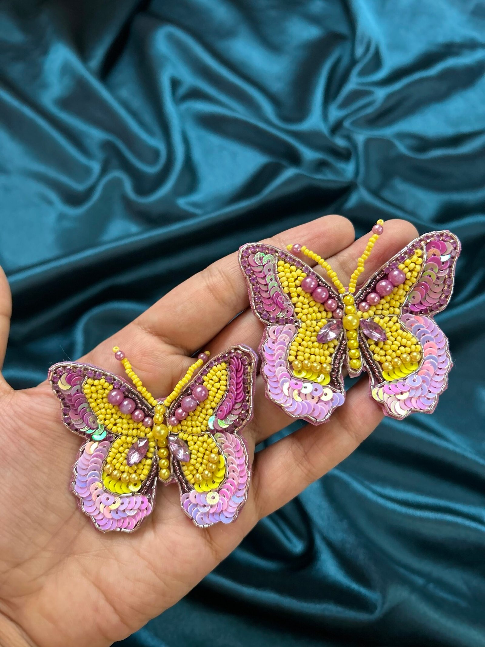 Purple Yellow Butterfly Earrings