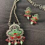 Silver Replica Beautiful Devi Necklace With Earrings