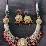 Silver Replica Dual Tone Choker Set- Hot Pink