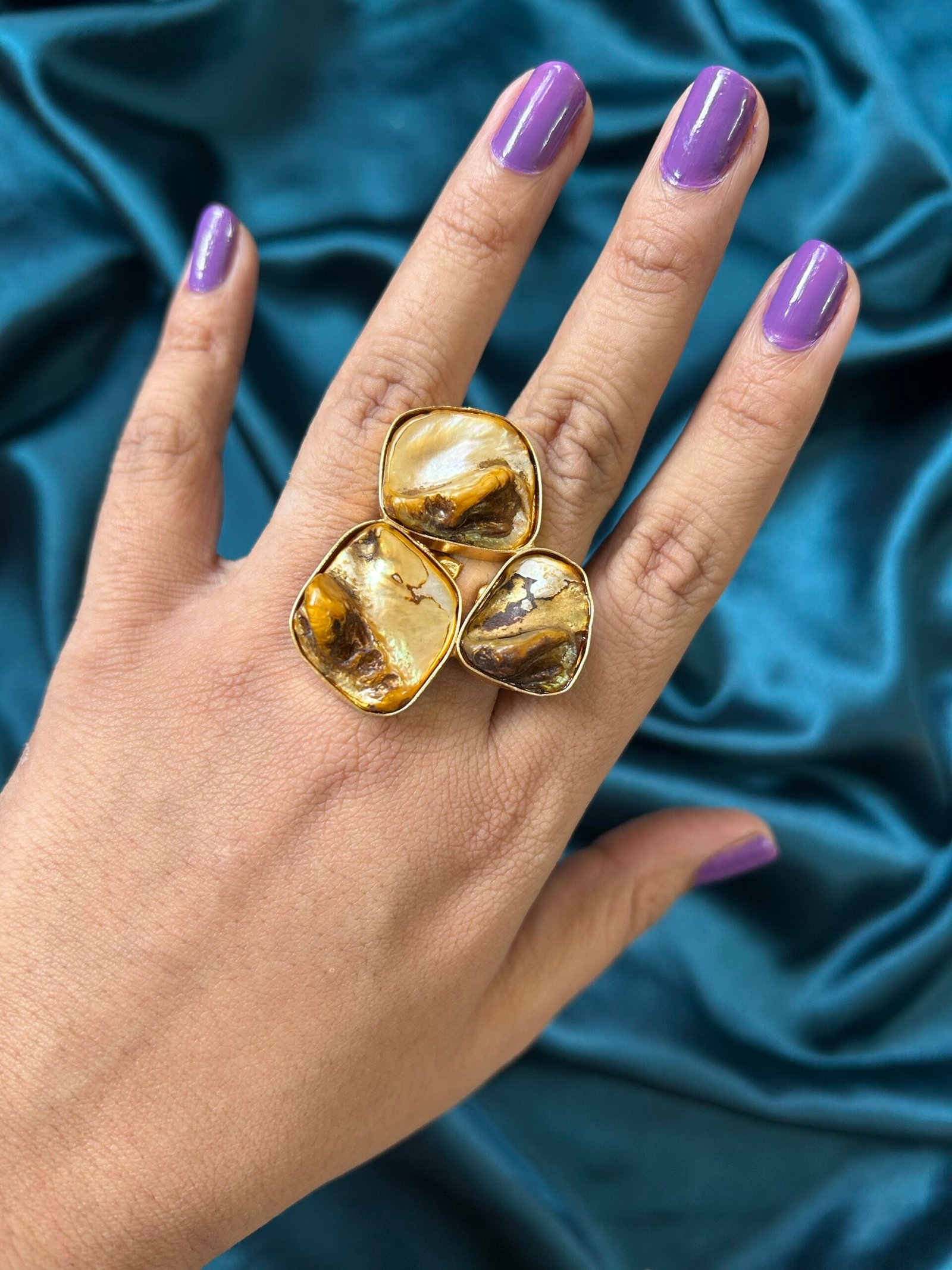 Brass Stone Ring - Brown