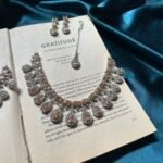 AD Necklace Set With Earrings and Mangtika - Champagne