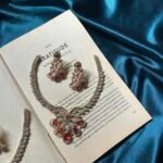 AD Mehendi Polish Necklace Set With earrings - Ruby