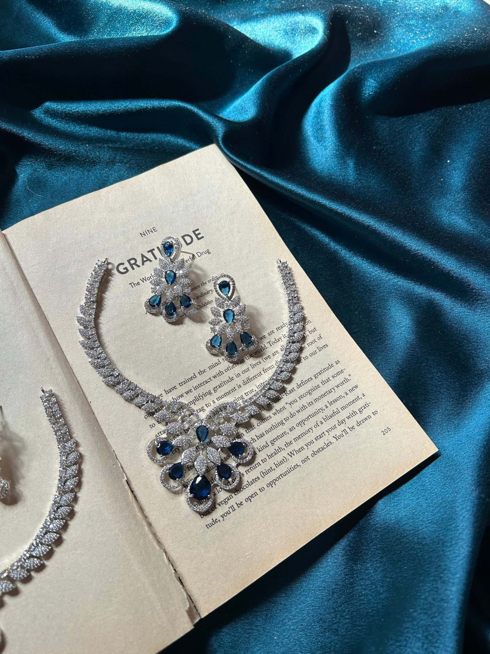 img_5709-scaled-1.jpeg AD Silver Necklace Set With Earrings - Blue - Image 1