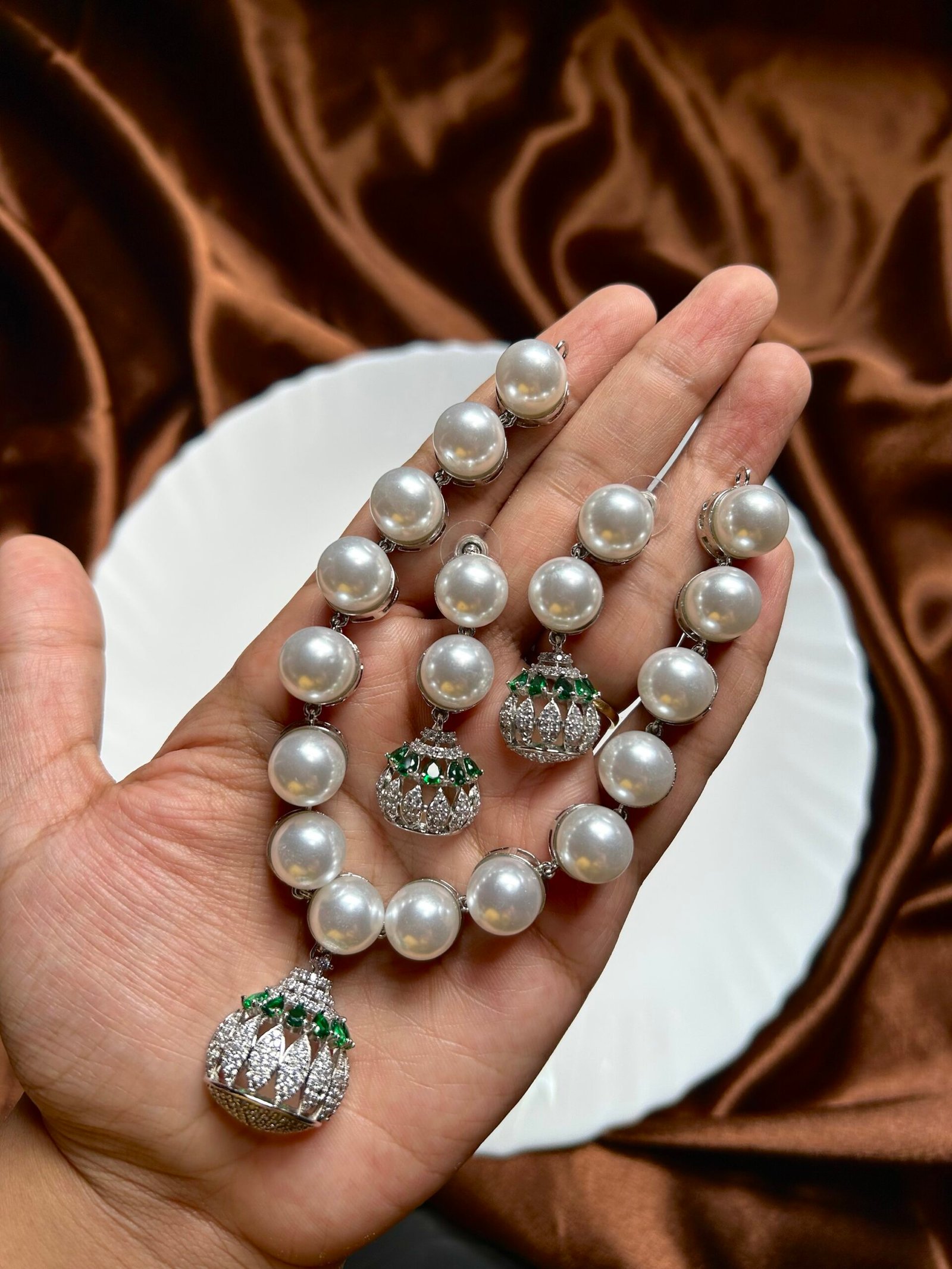 AD Sophia Pearl Necklace - Green