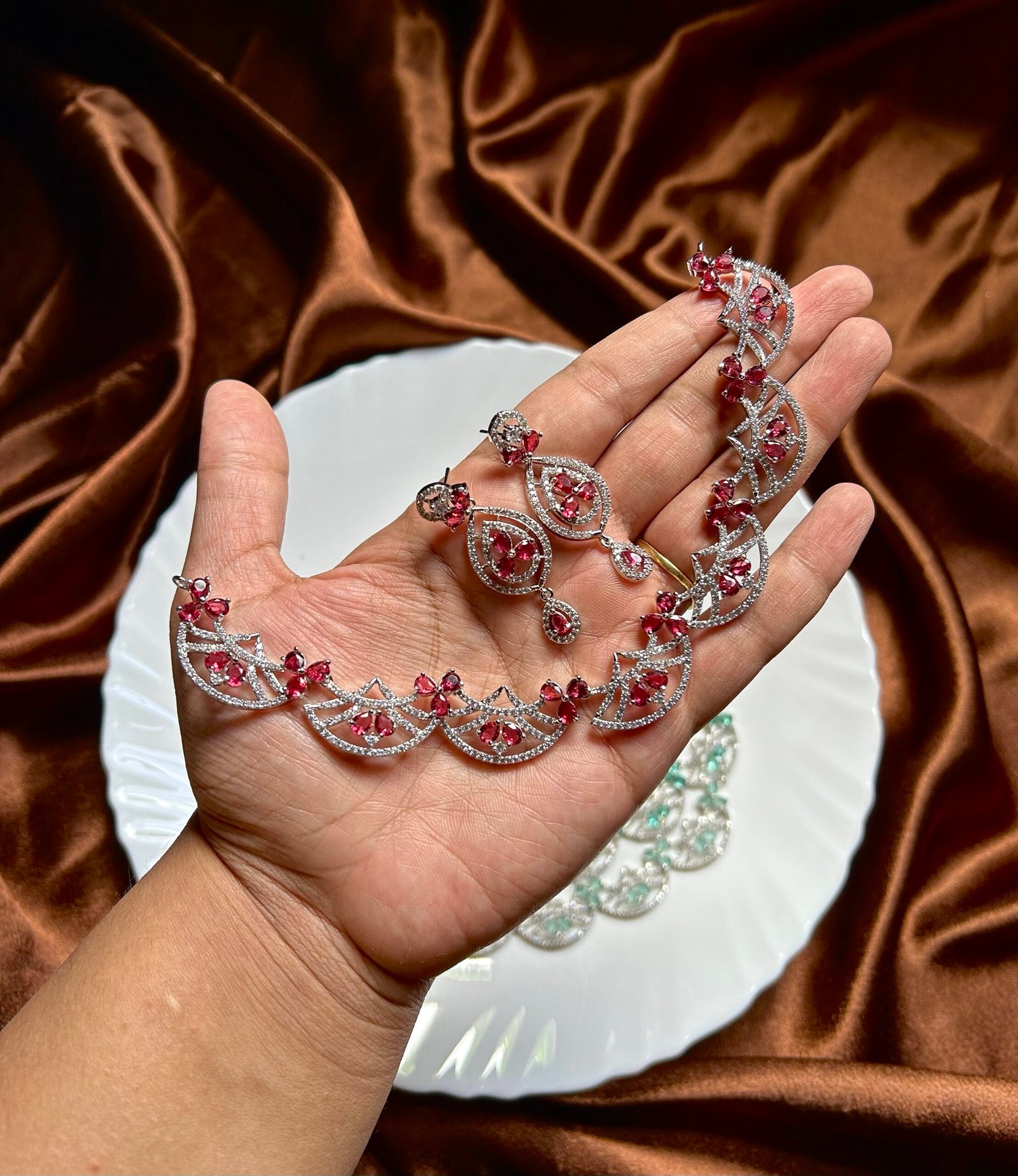 AD Chandni Necklace - Ruby Red