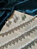 AD Pearl Necklace Set With Earrings - Pink - Image 5