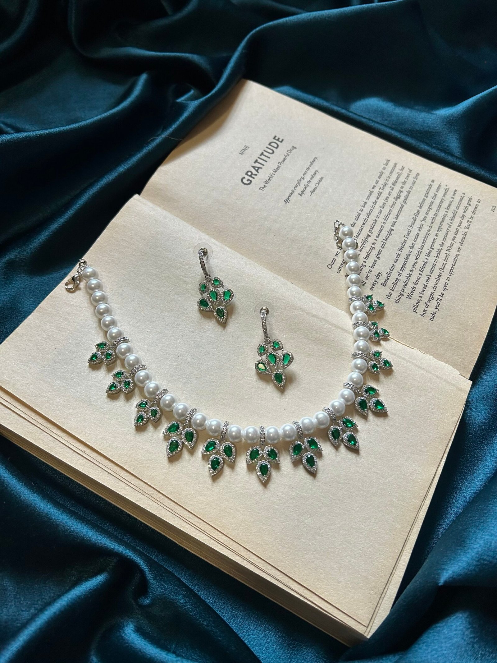 img_5778-scaled-1.jpeg AD Pearl Necklace Set With Earrings - Green - Image 1