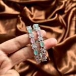 AD bangles set of 2 - Mint Pink
