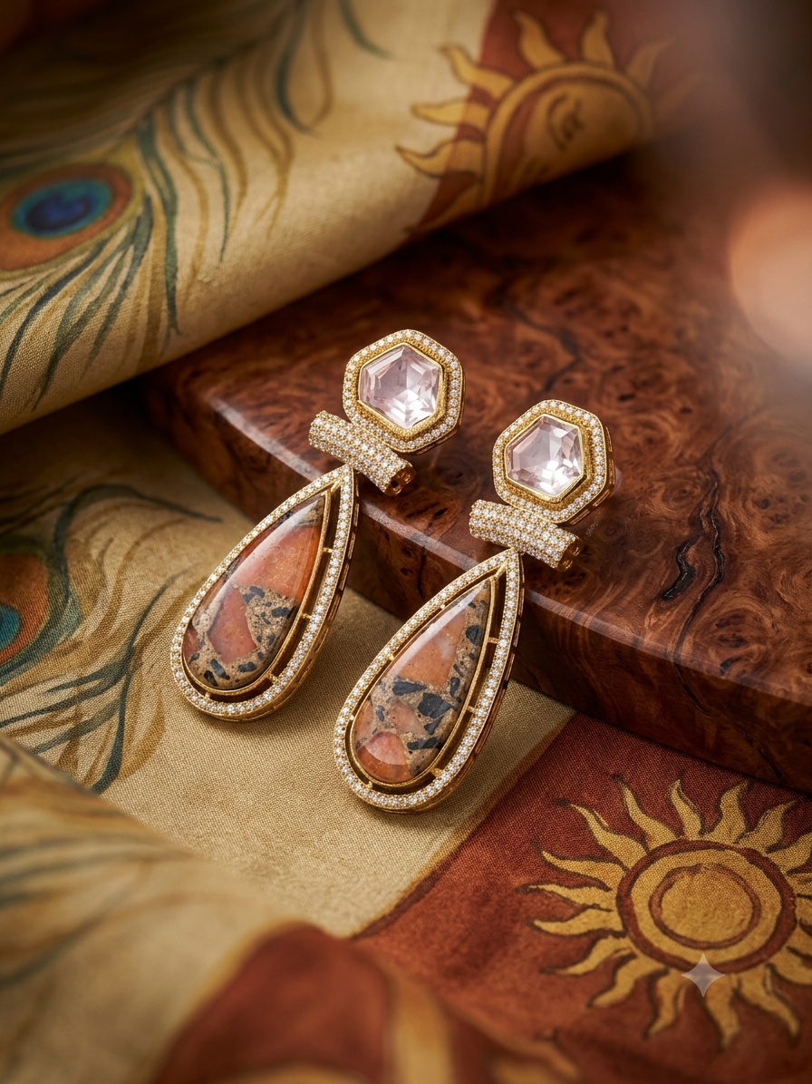 img_6127.png Polki Earrings - Orange - Image 1
