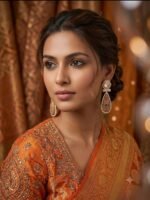 Polki Earrings - Orange - Image 2