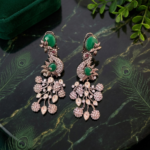 Moissanite Green Peacock Earrings