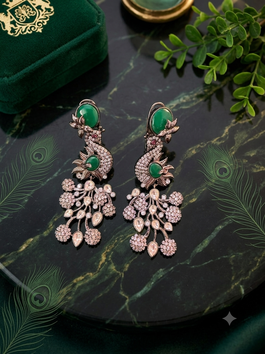 img_6211-1.png Moissanite Green Peacock Earrings - Image 1