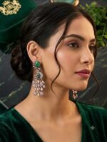 Moissanite Green Peacock Earrings - Image 2