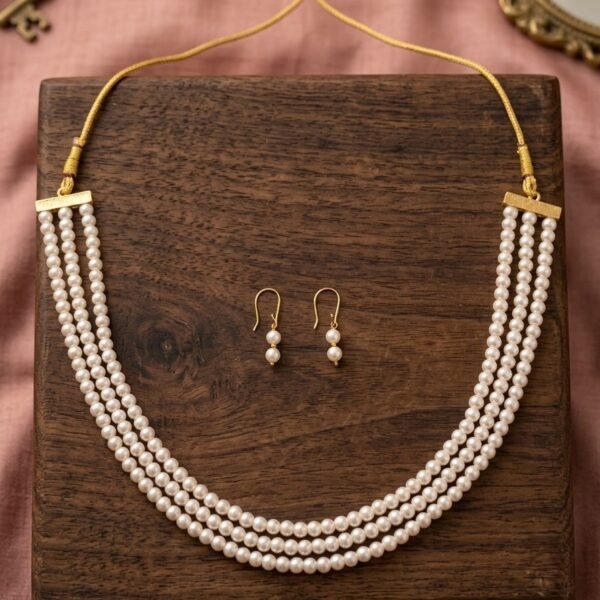 Pearl Necklace Set With Earrings