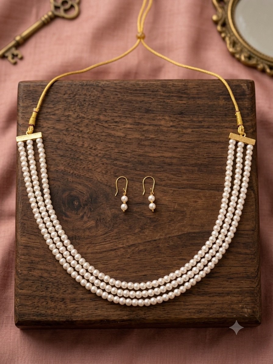 img_6318.jpeg Pearl Necklace Set With Earrings - Image 1