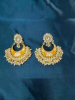 Yellow Chandbali earrings - Image 4