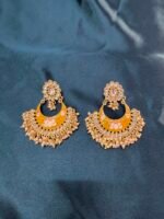 Yellow Chandbali earrings - Image 3