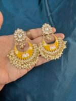 Yellow Chandbali earrings - Image 5