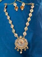 Copper Long Necklace Set With Earrings