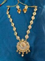 Copper Long Necklace Set With Earrings - Image 3