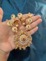 Copper Long Necklace Set With Earrings - Image 5